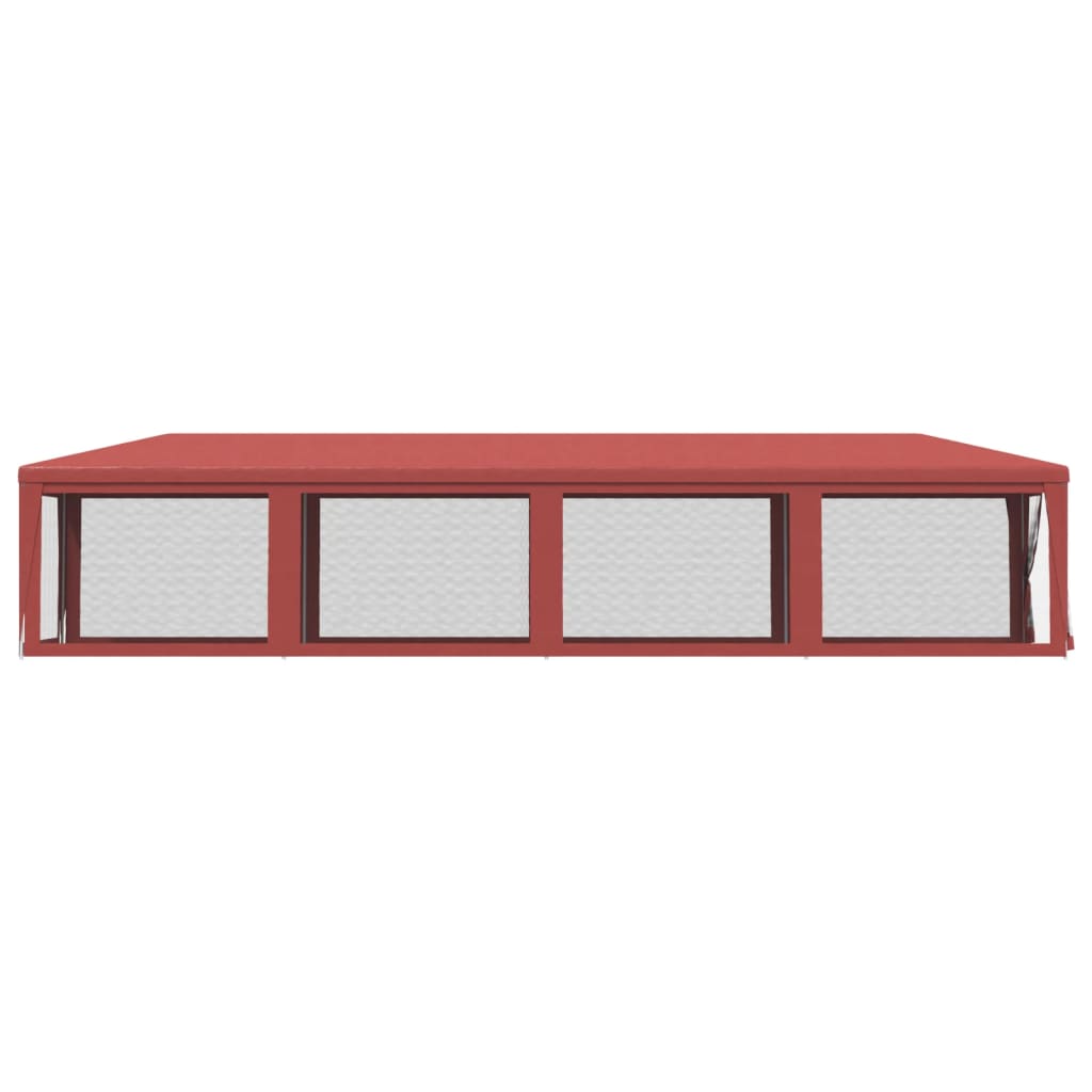 Tenda per Feste con 10 Pareti Laterali in Rete Rosso 3x12m HDPE 319250