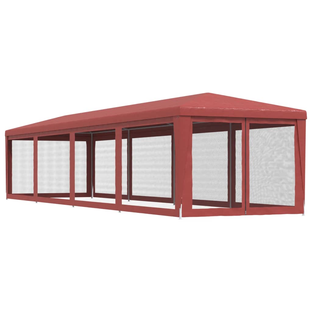 Tenda per Feste con 10 Pareti Laterali in Rete Rosso 3x12m HDPE 319250