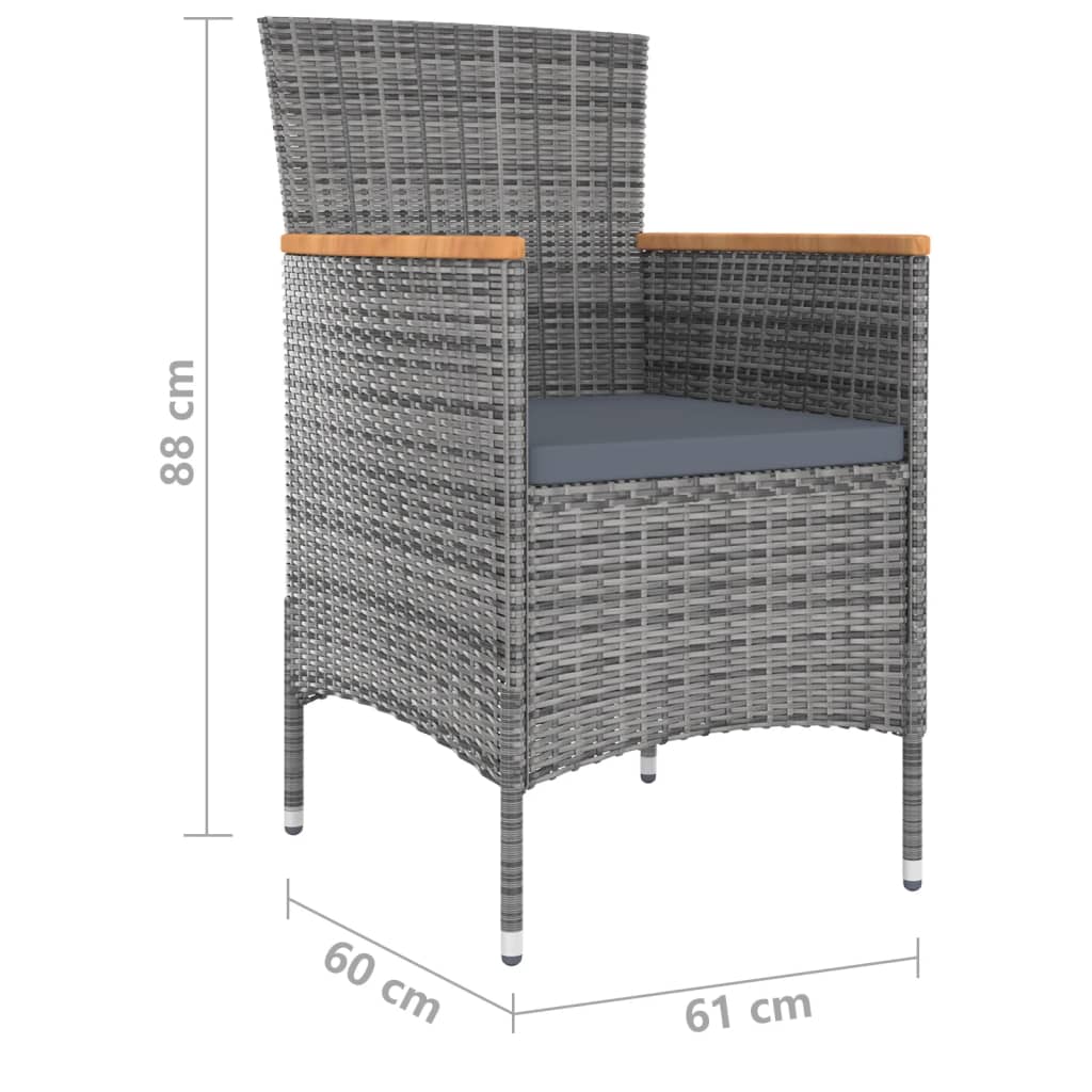 Set da Pranzo per Giardino 9 pz con Cuscini Grigio cod mxl 32452