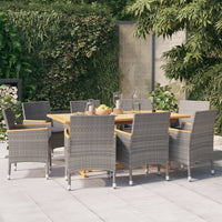 Set da Pranzo per Giardino 9 pz con Cuscini Grigio 3103587