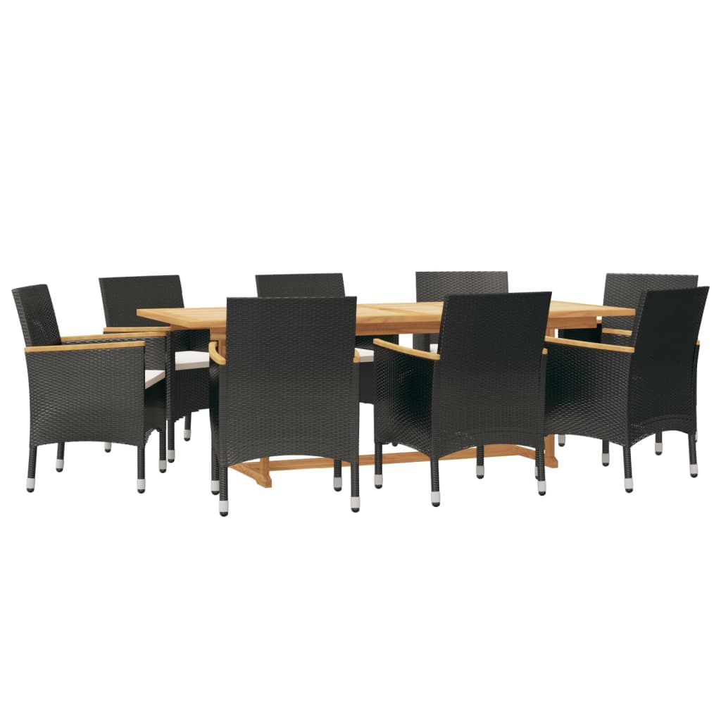 Set da Pranzo per Giardino 9 pz con Cuscini Nero 3103588