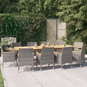 Set da Pranzo per Giardino 11 pz con Cuscini Grigio cod mxl 57592