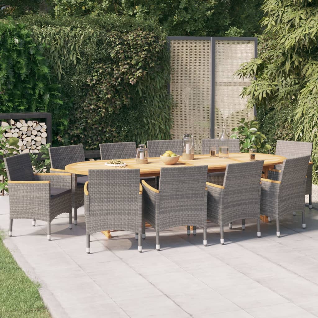 Set da Pranzo per Giardino 11 pz con Cuscini Grigio cod mxl 57590