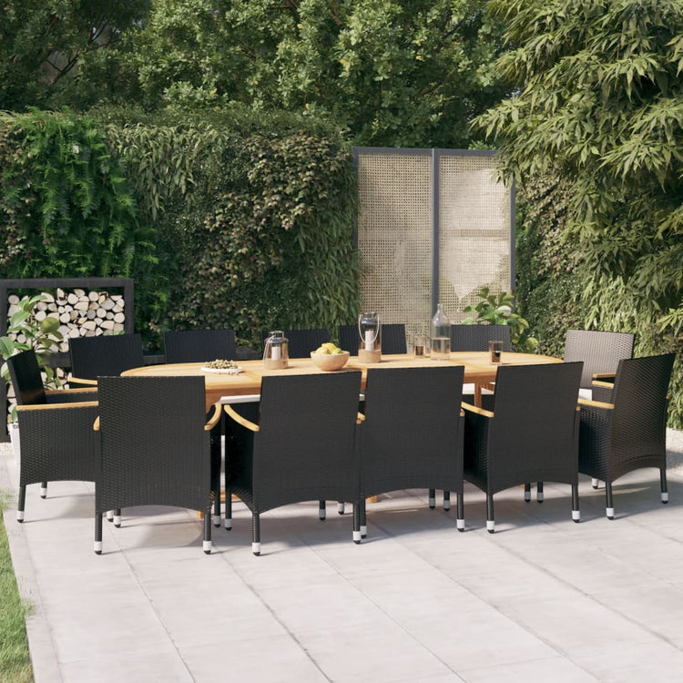 Set da Pranzo per Giardino 13 pz con Cuscini Nero cod mxl 34863