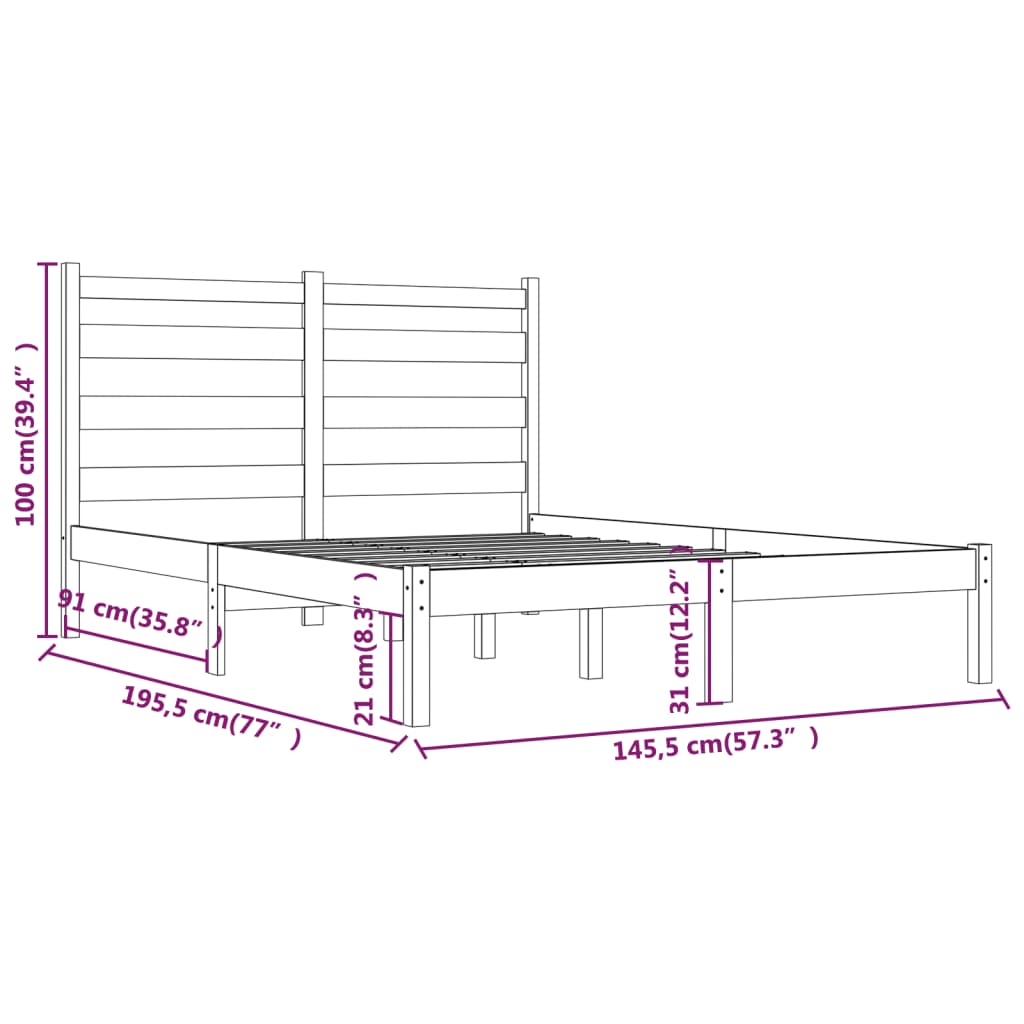 Giroletto Grigio in Legno Massello di Pino 140x190 cm 3103630