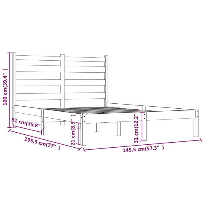 Giroletto Nero in Legno Massello di Pino 140x190 cm 3103632