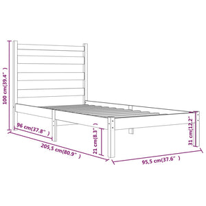 Giroletto in Legno Massello di Pino 90x200 cm 3103633