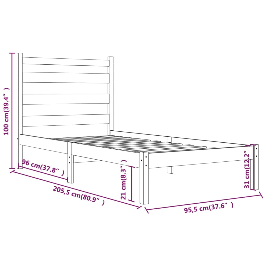 Giroletto Bianco in Legno Massello di Pino 90x200 cm cod mxl 58638