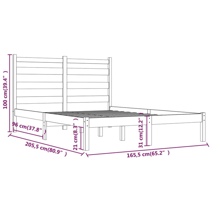 Giroletto Grigio in Legno Massello di Pino 160x200 cm cod mxl 30494