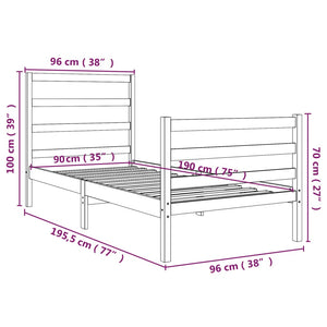 Giroletto Bianco in Legno Massello di Pino 90x190 cm Single 3103679