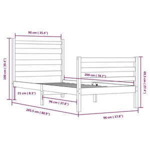 Giroletto in Legno Massello di Pino 90x200 cm 3103698