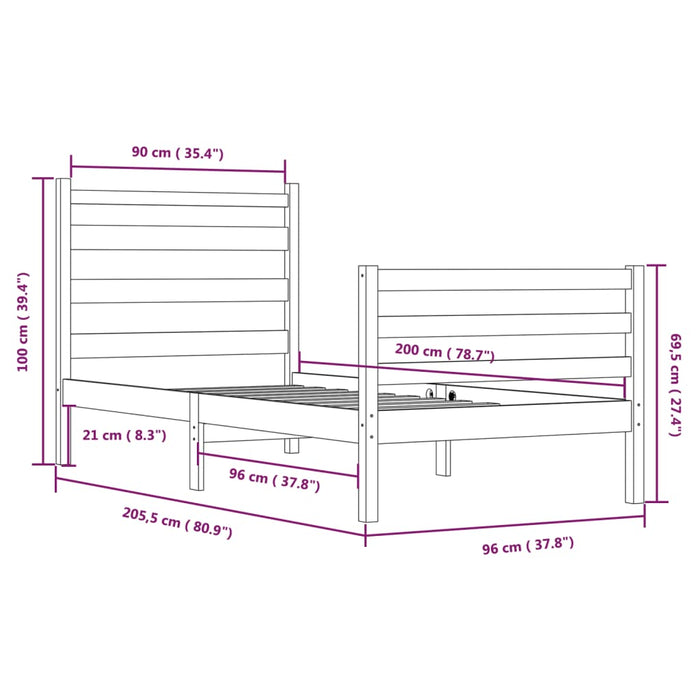 Giroletto in Legno Massello di Pino 90x200 cm 3103698