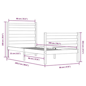 Giroletto Grigio in Legno Massello di Pino 90x200 cm cod mxl 32160