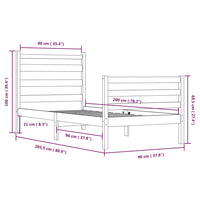 Giroletto in Legno Massello di Pino 90x200 cm Nero cod mxl 56114