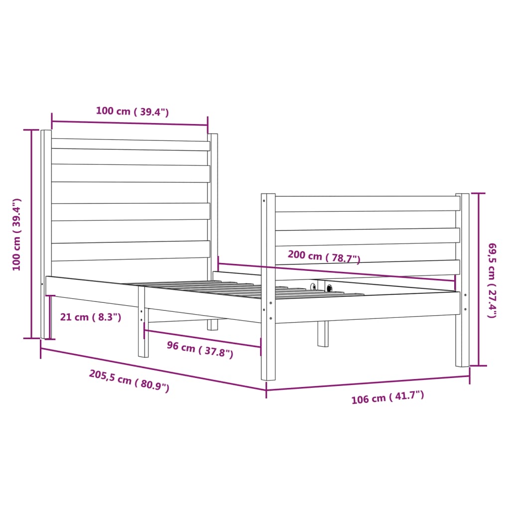 Giroletto in Legno Massello di Pino 100x200 cm 3103703