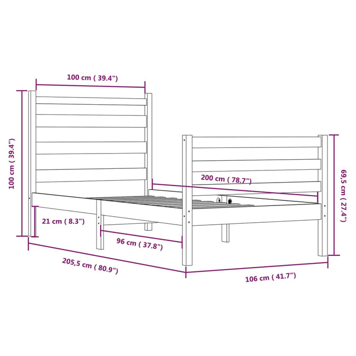 Giroletto in Legno Massello di Pino 100x200 cm 3103703