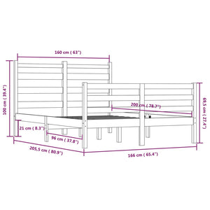 Giroletto in Legno Massello di Pino 160x200 cm Grigio 3103725