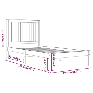 Giroletto in Legno Massello Bianco 75x190 cm Small Single 3103804