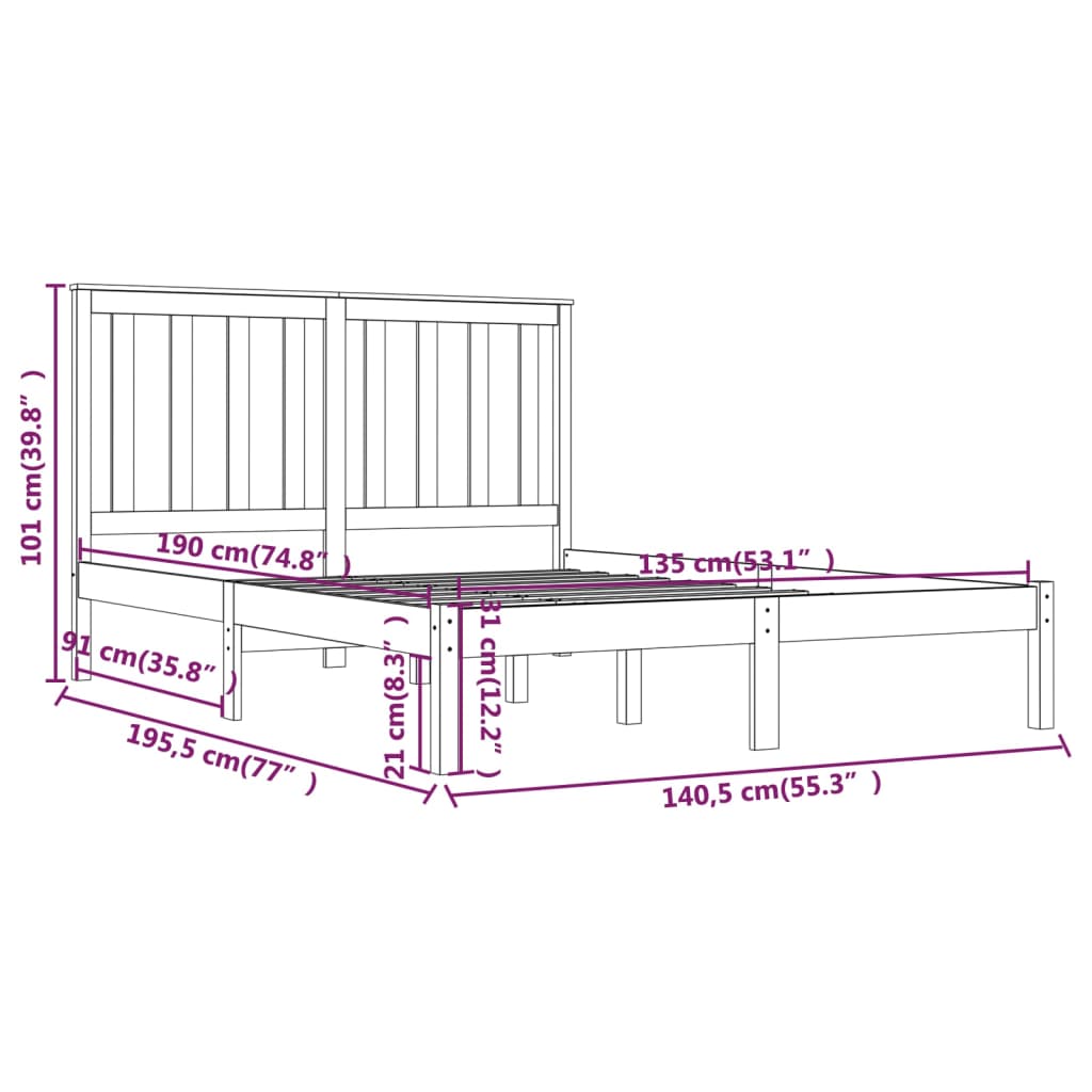 Giroletto in Legno Massello 135x190 cm Small Double 3103819