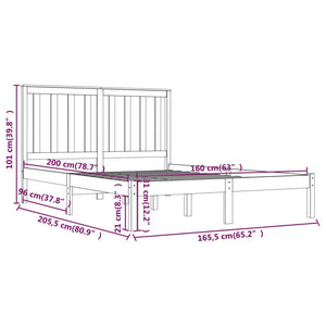 Giroletto Grigio in Legno Massello di Pino 160x200 cm 3103855