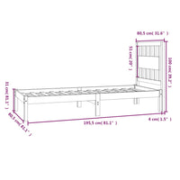 Giroletto in Legno Massello Grigio 75x190 cm Small Single 3103893