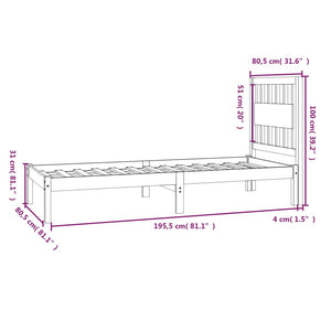 Giroletto in Legno Massello Grigio 75x190 cm Small Single 3103893