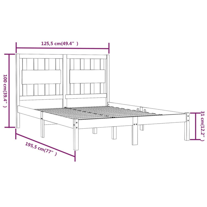 Giroletto in Legno Massello di Pino 120x190 cm 4FT Small Double 3103903