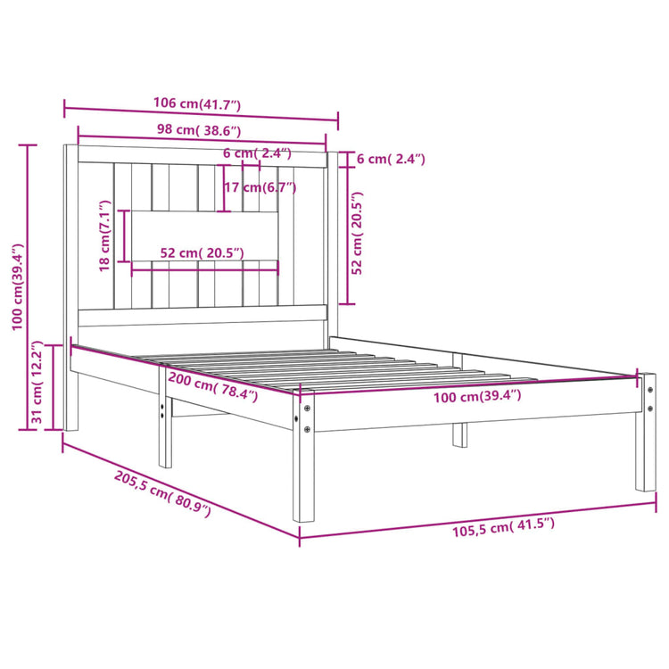 Giroletto in Legno Massello di Pino 100x200 cm cod mxl 53581