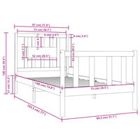 Giroletto in Legno Massello 75x190 cm Small Single 3104088