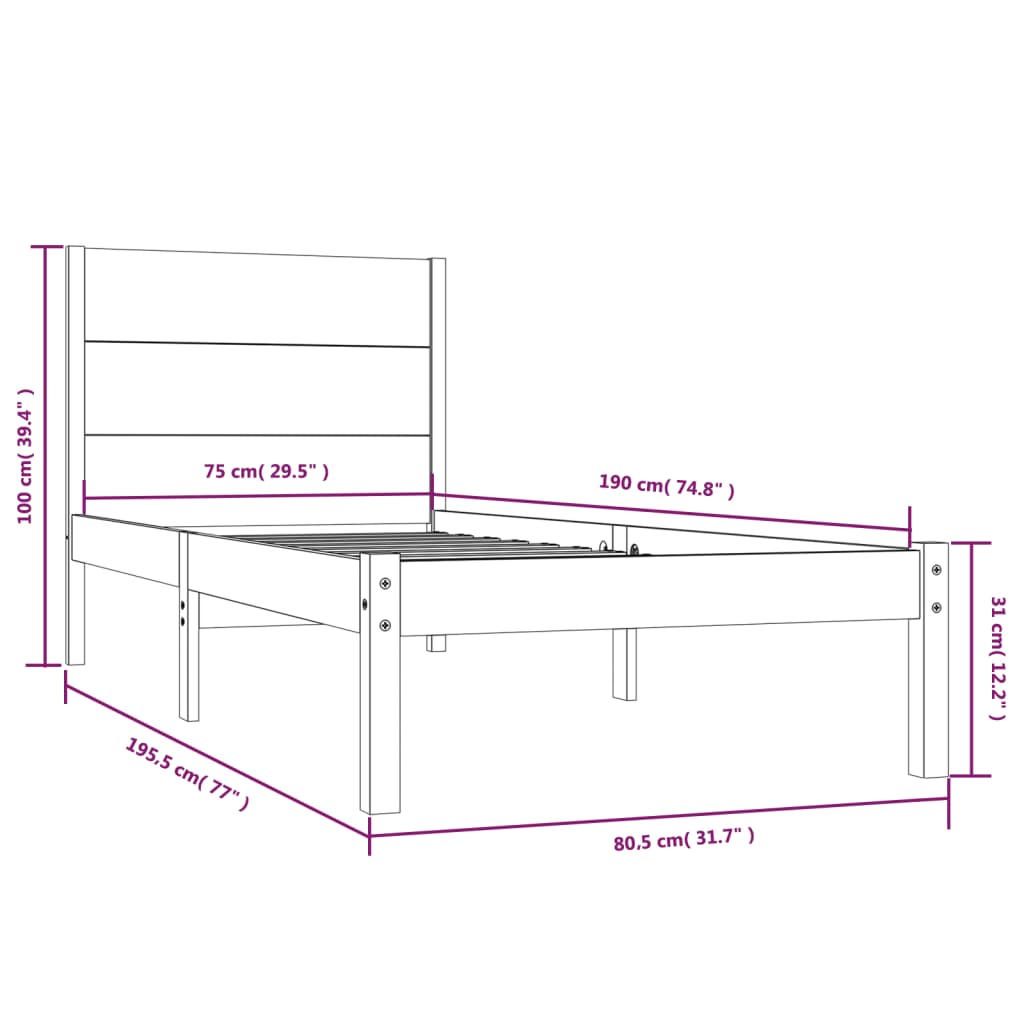 Giroletto in Legno Massello 75x190 cm Small Single 3104113