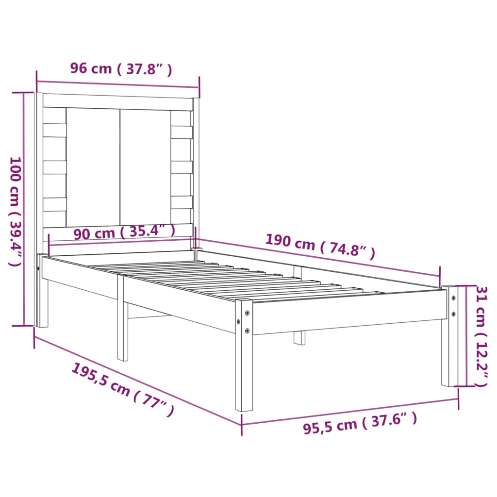 Giroletto in Legno Massello 90x190 cm 3FT Single cod mxl 61352