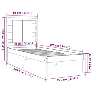 Giroletto in Legno Massello 90x190 cm 3FT Single cod mxl 61352