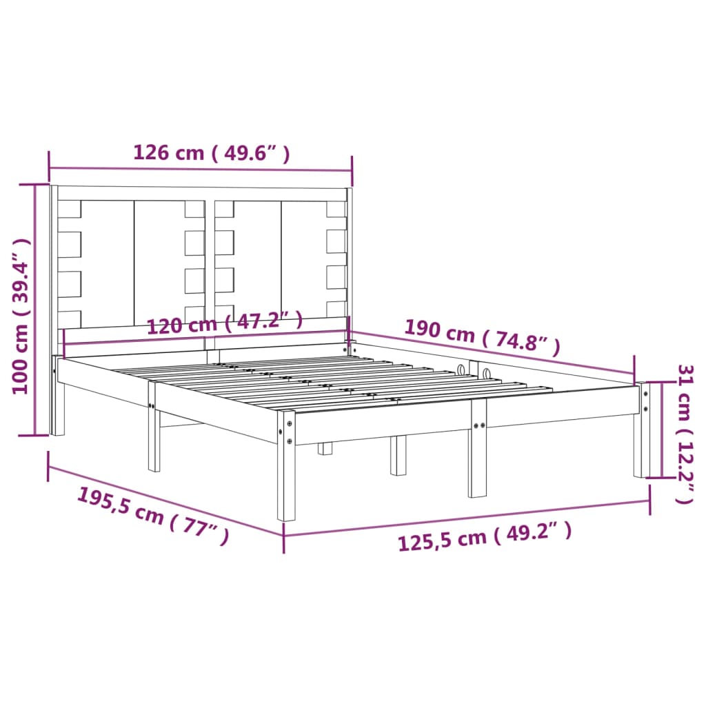 Giroletto Miele in Legno Massello 120x190 cm 4FT Small Double 3104191