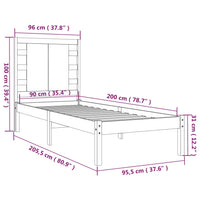 Giroletto in Legno Massello di Pino 90x200 cm 3104203