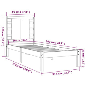 Giroletto in Legno Massello di Pino 90x200 cm 3104203