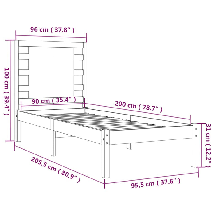 Giroletto in Legno Massello di Pino 90x200 cm 3104203