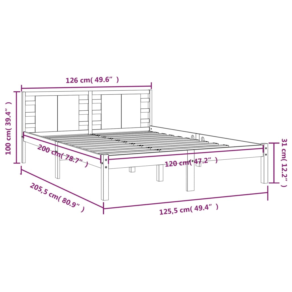 Giroletto Grigio in Legno Massello di Pino 120x200 cm 3104215