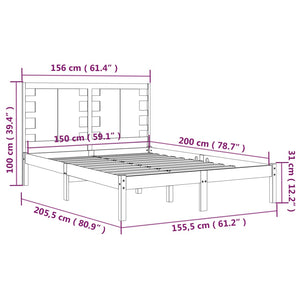 Giroletto Nero in Legno Massello 150x200 cm 5FT King Size 3104227