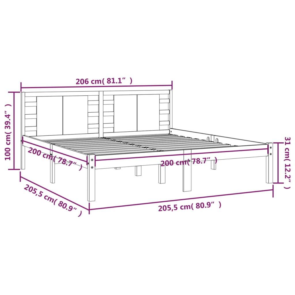 Giroletto Bianco in Legno Massello di Pino 200x200 cm 3104239