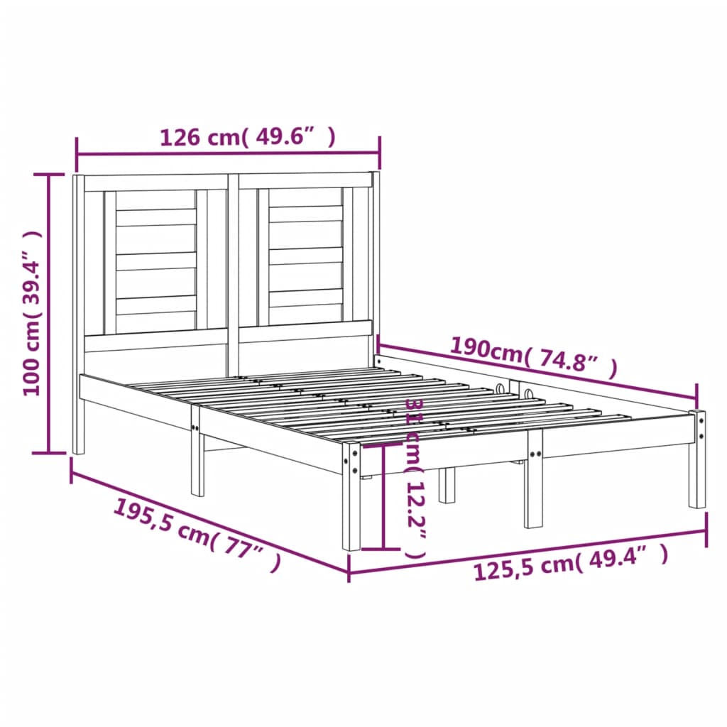 Giroletto Bianco in Legno Massello 120x190 cm Small Double 3104319