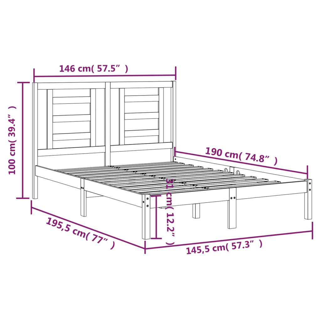 Giroletto Grigio in Legno Massello di Pino 140x190 cm 3104330