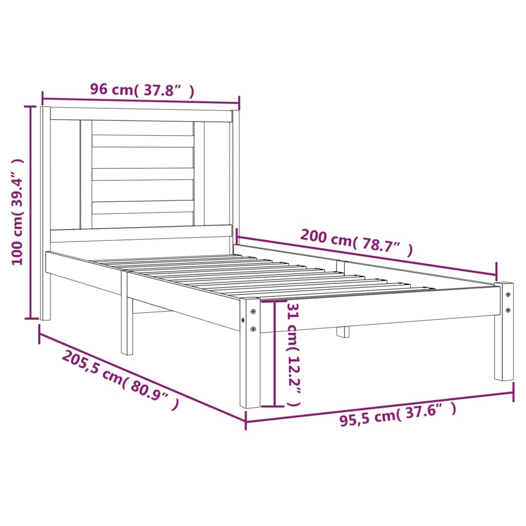 Giroletto in Legno Massello di Pino 90x200 cm cod mxl 30398