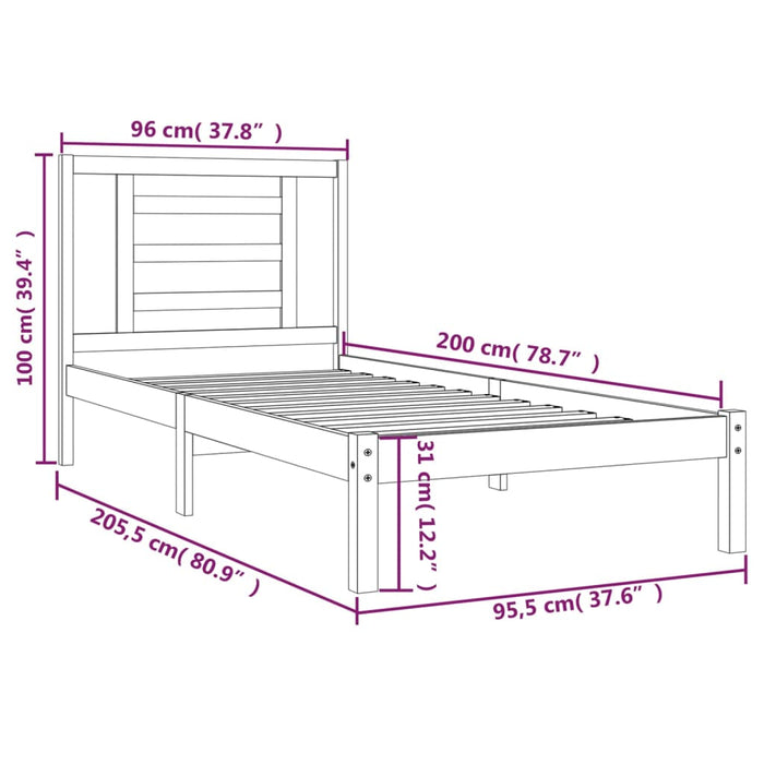 Giroletto in Legno Massello di Pino 90x200 cm 3104333