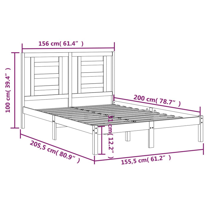 Giroletto Bianco in Legno Massello Pino 150x200cm 5FT King Size cod mxl 64380