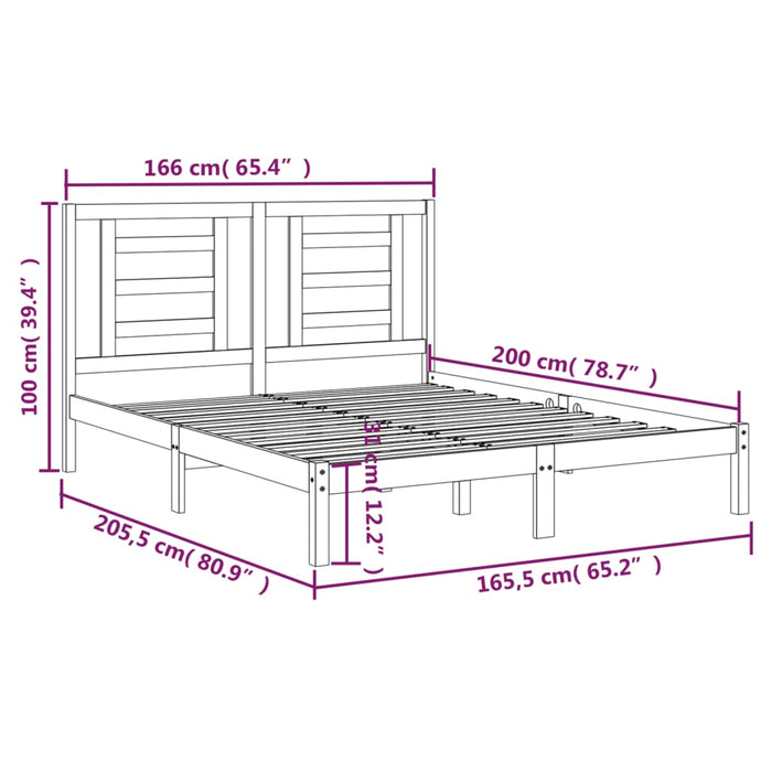 Giroletto Bianco in Legno Massello di Pino 160x200 cm 3104359