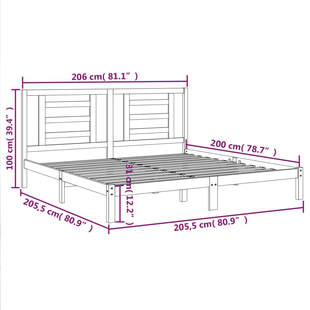 Giroletto in Legno Massello di Pino 200x200 cm 3104368