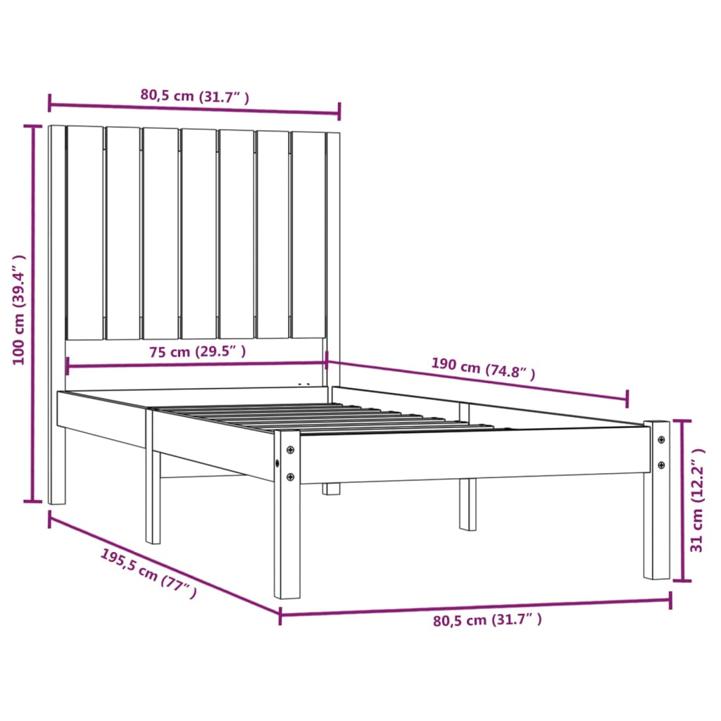 Giroletto in Legno Massello 75x190 cm Small Single 3104373