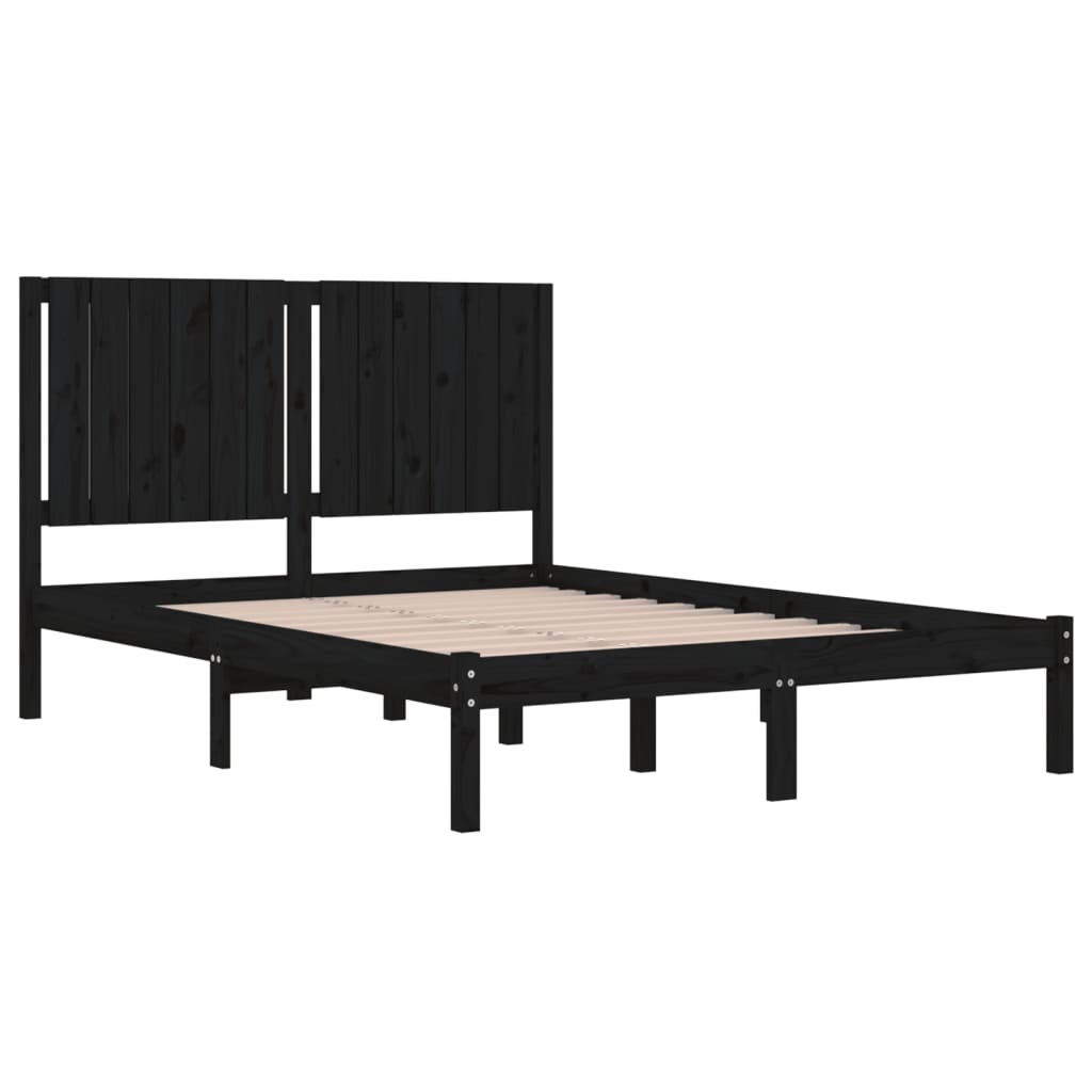 Giroletto Nero in Legno Massello di Pino 140x190 cm 3104397