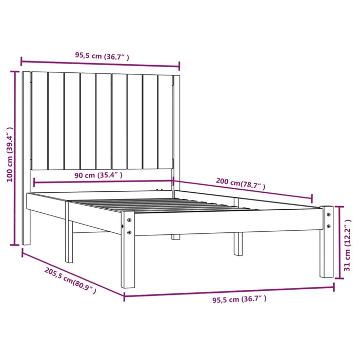 Giroletto Bianco in Legno Massello di Pino 90x200 cm 3104399