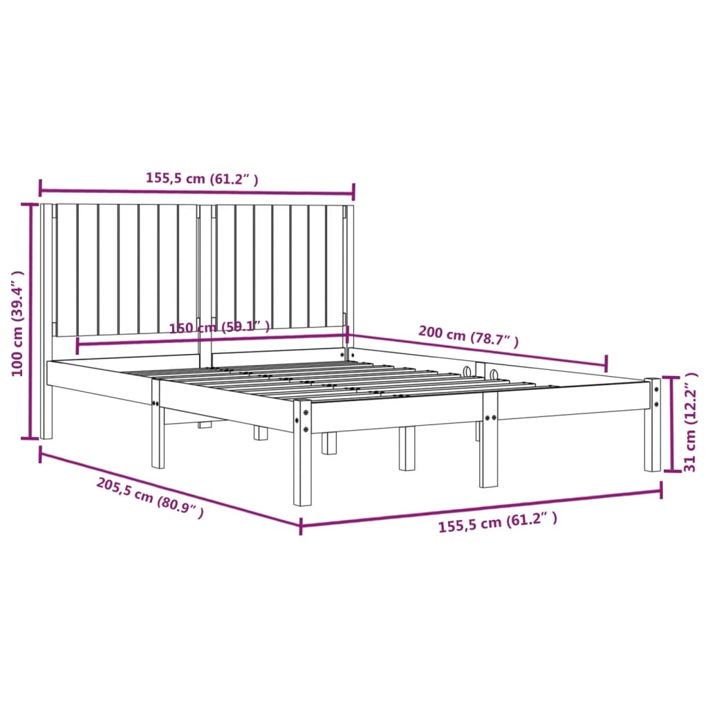 Giroletto in Legno Massello 150x200 cm King Size 3104418